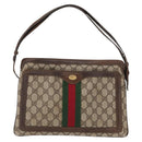 GUCCI GG Supreme Web Sherry Line Bag PVC Beige Gold 41 001 4085 Auth 158517-2