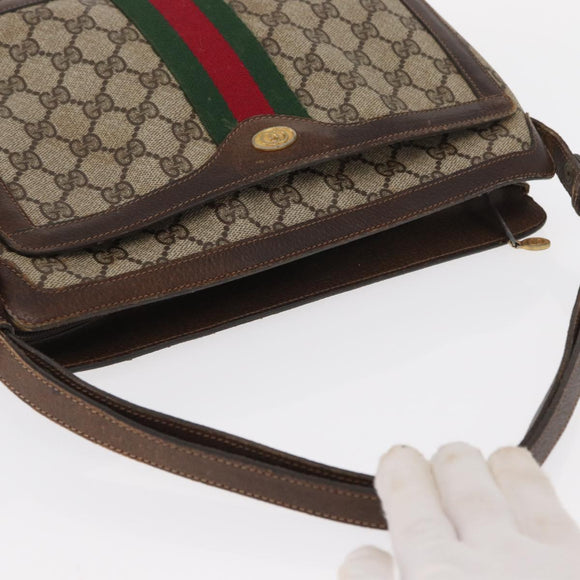 GUCCI GG Supreme Web Sherry Line Bag PVC Beige Gold 41 001 4085 Auth 158517