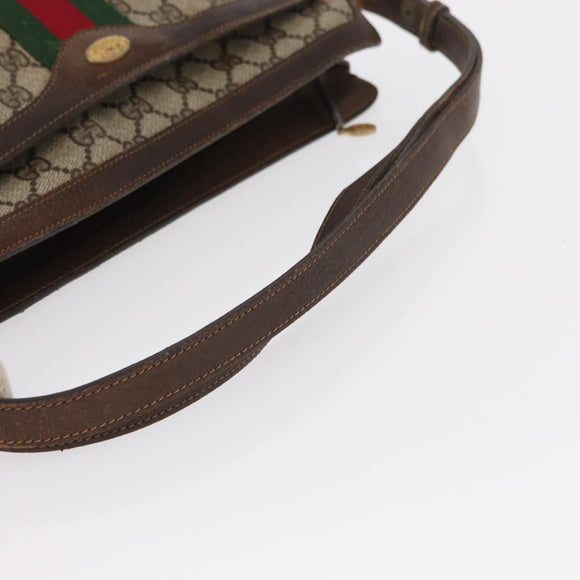 GUCCI GG Supreme Web Sherry Line Bag PVC Beige Gold 41 001 4085 Auth 158517