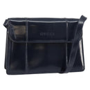 GUCCI Bamboo Shoulder Bag Patent leather Navy Gold Auth 158518-1