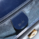 GUCCI Bamboo Shoulder Bag Patent leather Navy Gold Auth 158518-15