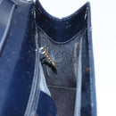 GUCCI Bamboo Shoulder Bag Patent leather Navy Gold Auth 158518-17