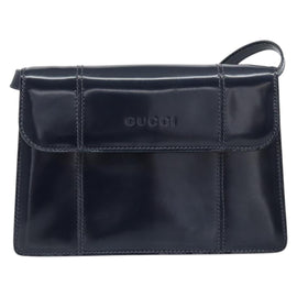 GUCCI Bamboo Shoulder Bag Patent leather Navy Gold Auth 158518 - 0