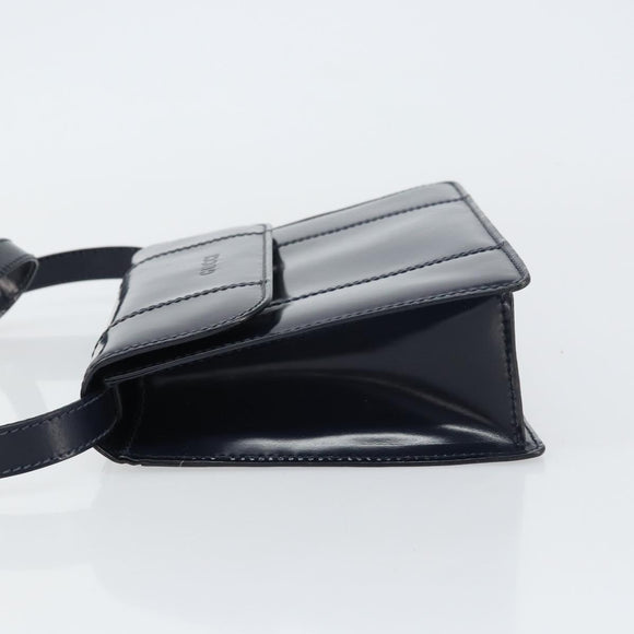 GUCCI Bamboo Shoulder Bag Patent leather Navy Gold Auth 158518