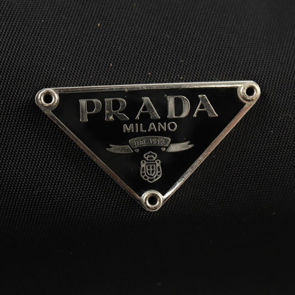 PRADA Accessory Pouch Nylon Black Silver Auth 158519V