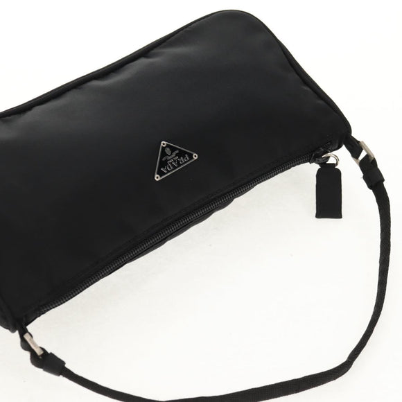 PRADA Accessory Pouch Nylon Black Silver Auth 158519V