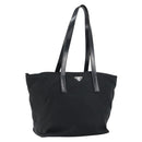 PRADA Tote Bag Nylon Black Silver Auth 158523-1
