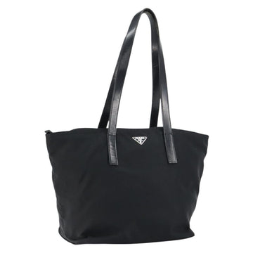 PRADA Tote Bag Nylon Black Silver Auth 158523