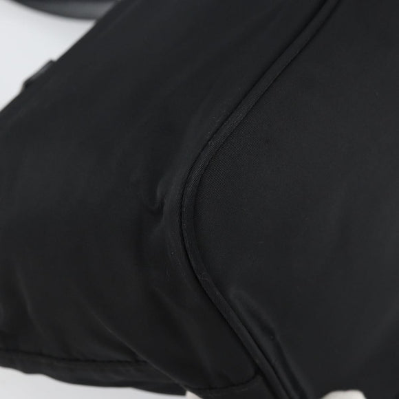 PRADA Tote Bag Nylon Black Silver Auth 158523