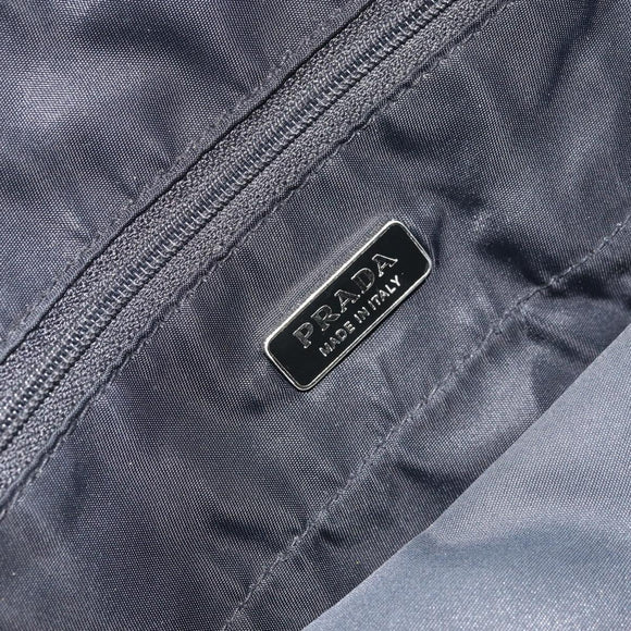 PRADA Tote Bag Nylon Black Silver Auth 158523