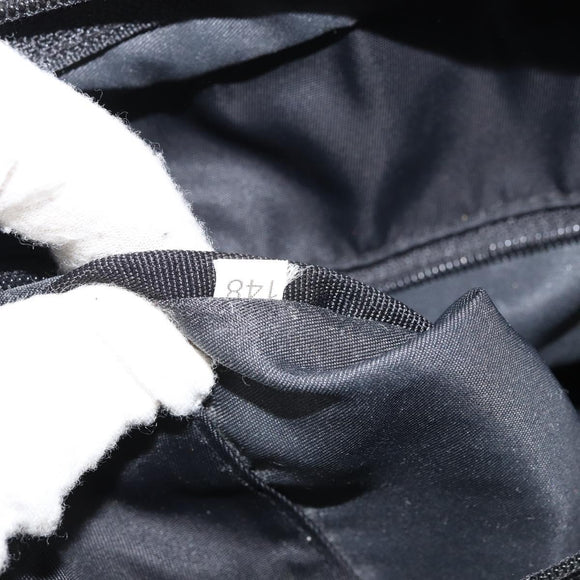 PRADA Tote Bag Nylon Black Silver Auth 158523