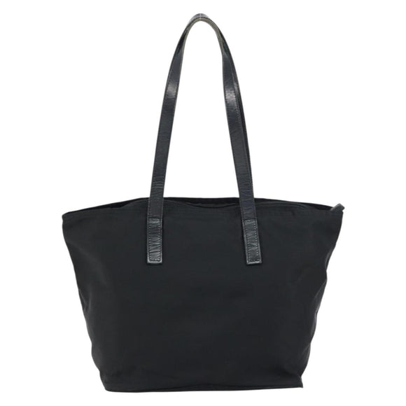 PRADA Tote Bag Nylon Black Silver Auth 158523