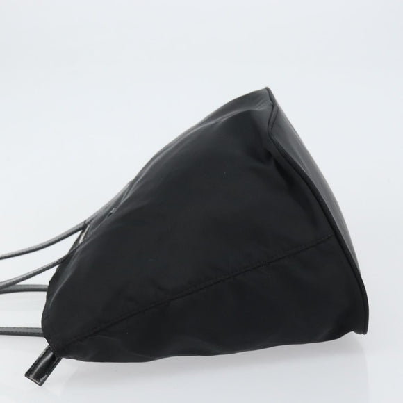 PRADA Tote Bag Nylon Black Silver Auth 158523