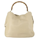 GUCCI Bamboo Hand Bag Leather 2way Beige Gold Auth 158524-2