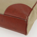 PRADA Tote Bag Canvas Beige Silver Auth 158525-15