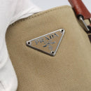 PRADA Tote Bag Canvas Beige Silver Auth 158525-17