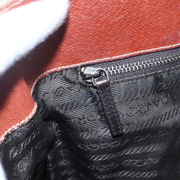 PRADA Tote Bag Canvas Beige Silver Auth 158525