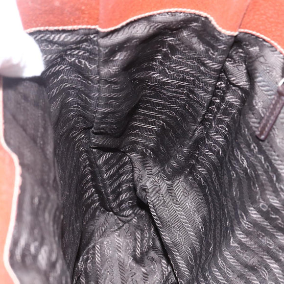 PRADA Tote Bag Canvas Beige Silver Auth 158525