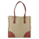 PRADA Tote Bag Canvas Beige Silver Auth 158525-2