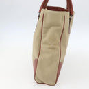 PRADA Tote Bag Canvas Beige Silver Auth 158525-4
