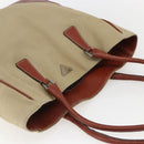 PRADA Tote Bag Canvas Beige Silver Auth 158525-6