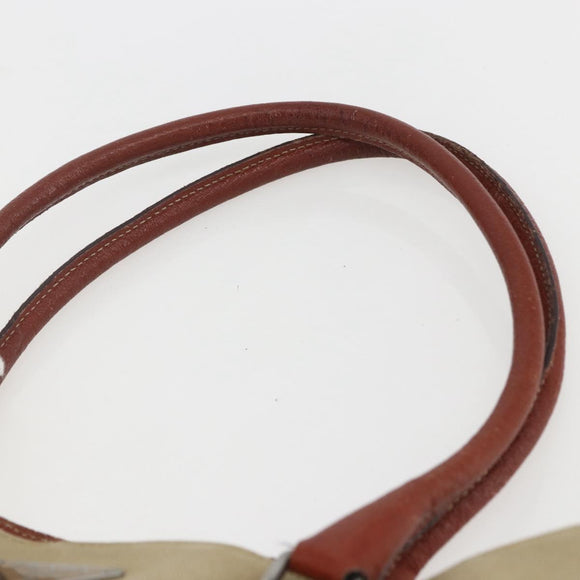 PRADA Tote Bag Canvas Beige Silver Auth 158525