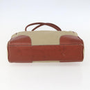 PRADA Tote Bag Canvas Beige Silver Auth 158525-5