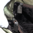 PRADA Tote Bag Nylon Khaki Silver Auth 158527-15