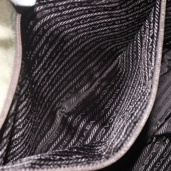 PRADA Tote Bag Nylon Khaki Silver Auth 158527