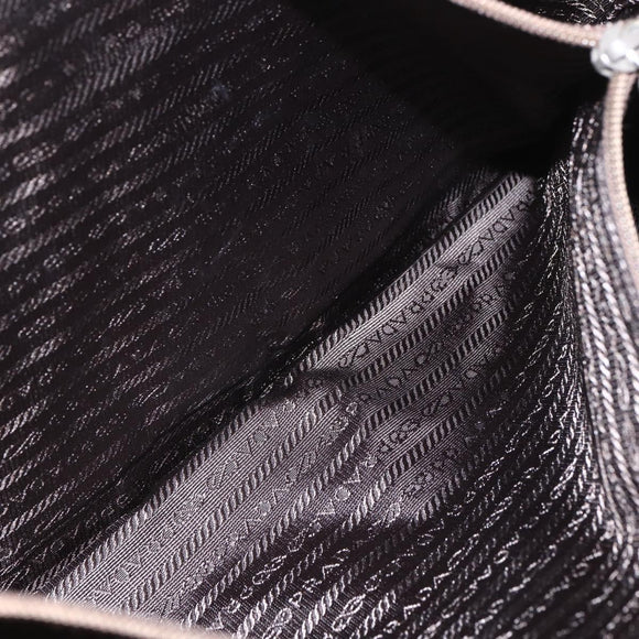 PRADA Tote Bag Nylon Khaki Silver Auth 158527