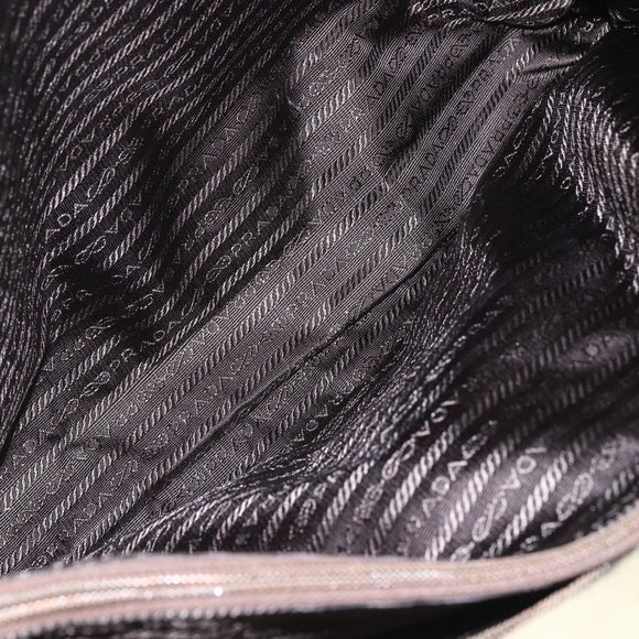 PRADA Tote Bag Nylon Khaki Silver Auth 158527