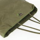 PRADA Tote Bag Nylon Khaki Silver Auth 158527-6