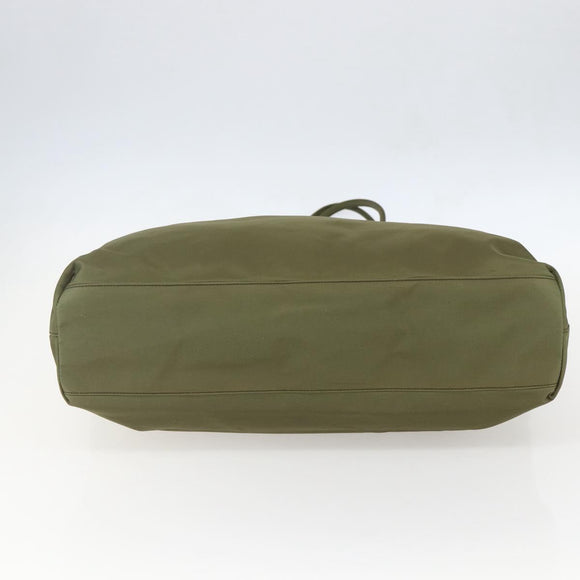 PRADA Tote Bag Nylon Khaki Silver Auth 158527