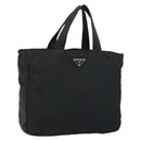 PRADA Tote Bag Nylon Black Silver Auth 158528-1