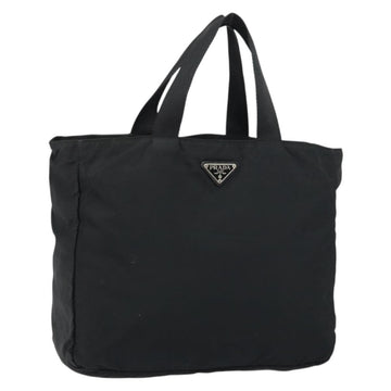 PRADA Tote Bag Nylon Black Silver Auth 158528