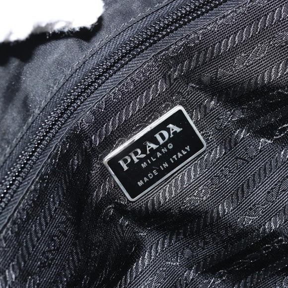 PRADA Tote Bag Nylon Black Silver Auth 158528