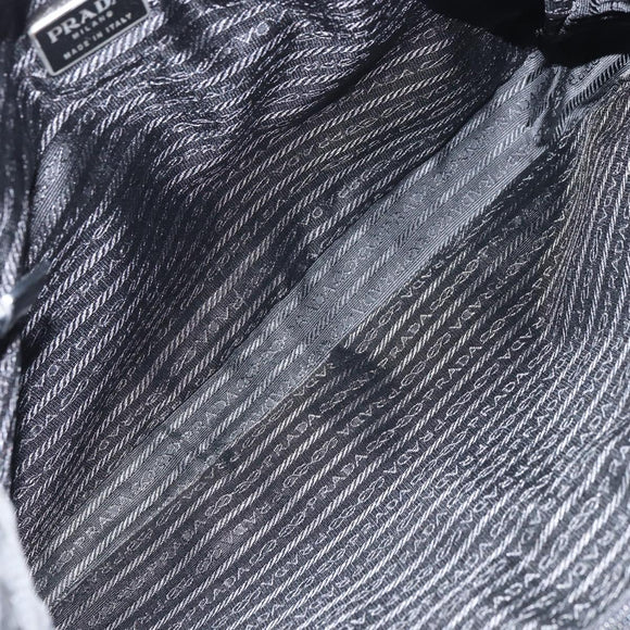 PRADA Tote Bag Nylon Black Silver Auth 158528