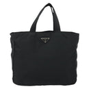 PRADA Tote Bag Nylon Black Silver Auth 158528-13