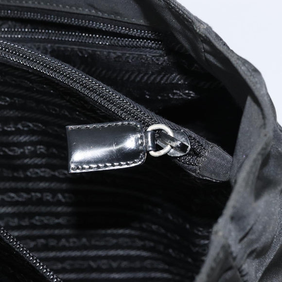 PRADA Tote Bag Nylon Black Silver Auth 158528