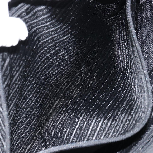 PRADA Tote Bag Nylon Black Silver Auth 158528