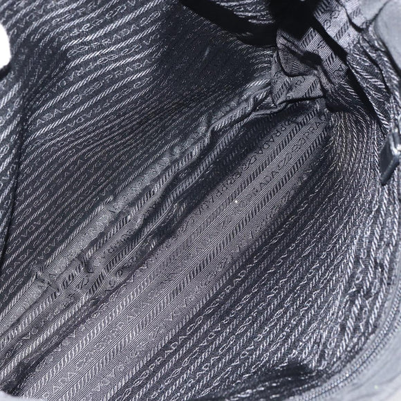 PRADA Tote Bag Nylon Black Silver Auth 158528