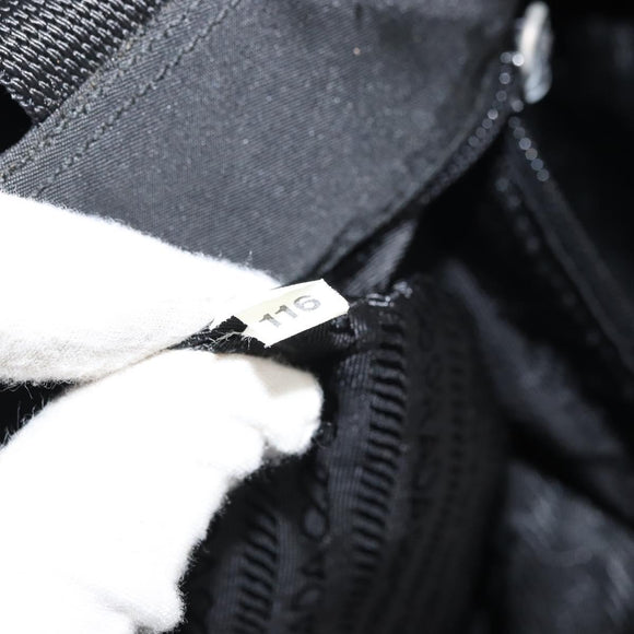 PRADA Tote Bag Nylon Black Silver Auth 158528