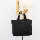 PRADA Tote Bag Nylon Black Silver Auth 158528-25