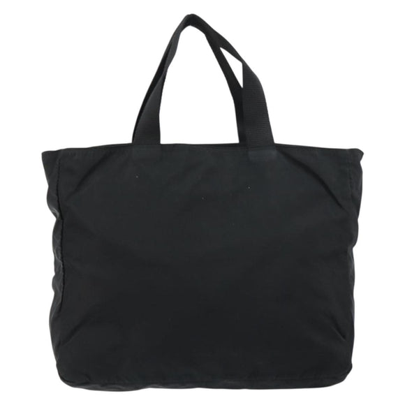 PRADA Tote Bag Nylon Black Silver Auth 158528