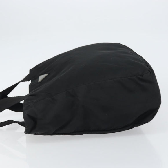 PRADA Tote Bag Nylon Black Silver Auth 158528