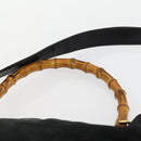 GUCCI Bamboo Hand Bag Suede 2way Black Gold 001 2404 1638 Auth 158529-15