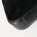 GUCCI Bamboo Hand Bag Suede 2way Black Gold 001 2404 1638 Auth 158529-17