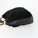 GUCCI Bamboo Hand Bag Suede 2way Black Gold 001 2404 1638 Auth 158529-4