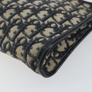 Christian Dior Trotter Canvas Clutch Bag Navy Gold Auth 158531-15