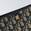 Christian Dior Trotter Canvas Clutch Bag Navy Gold Auth 158531-8